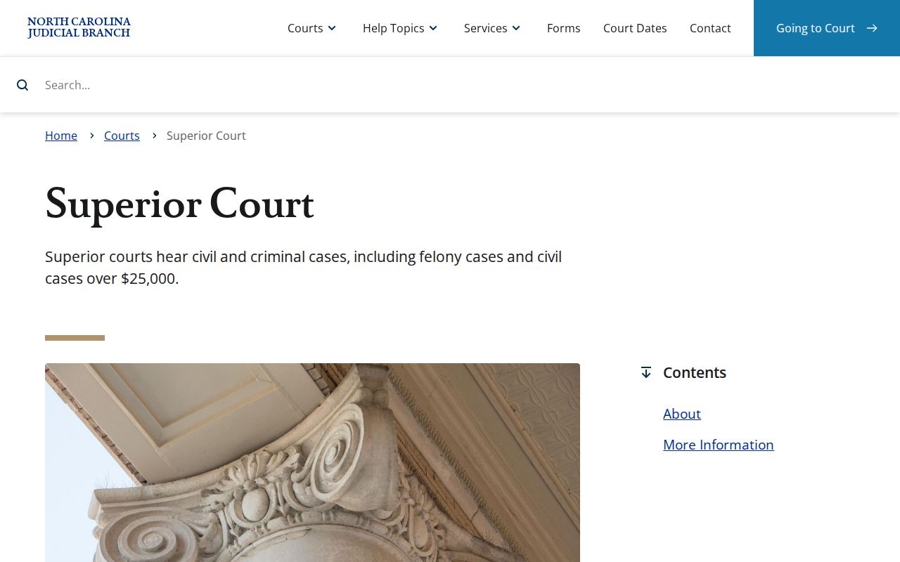 Hyde County civil docket Superior Court jurisdiction in North Carolina