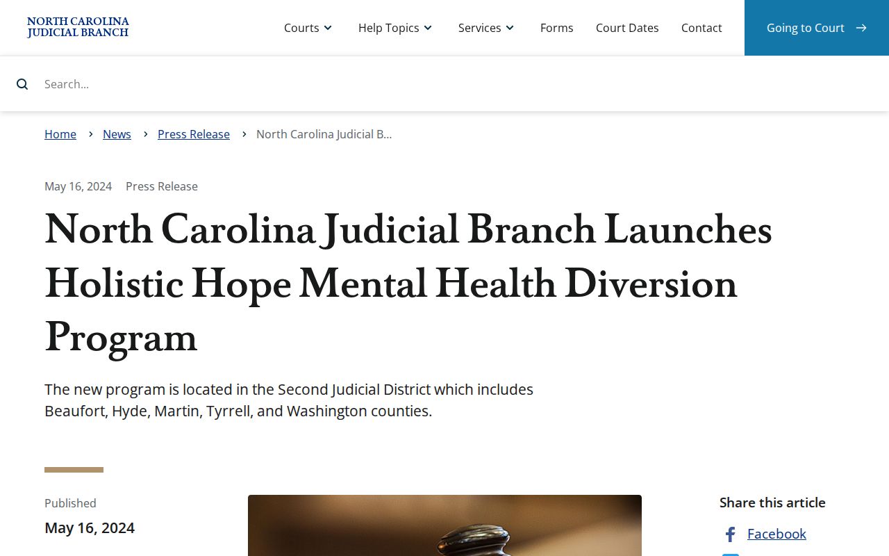 Hyde County criminal docket Second District Holistic Hope program context