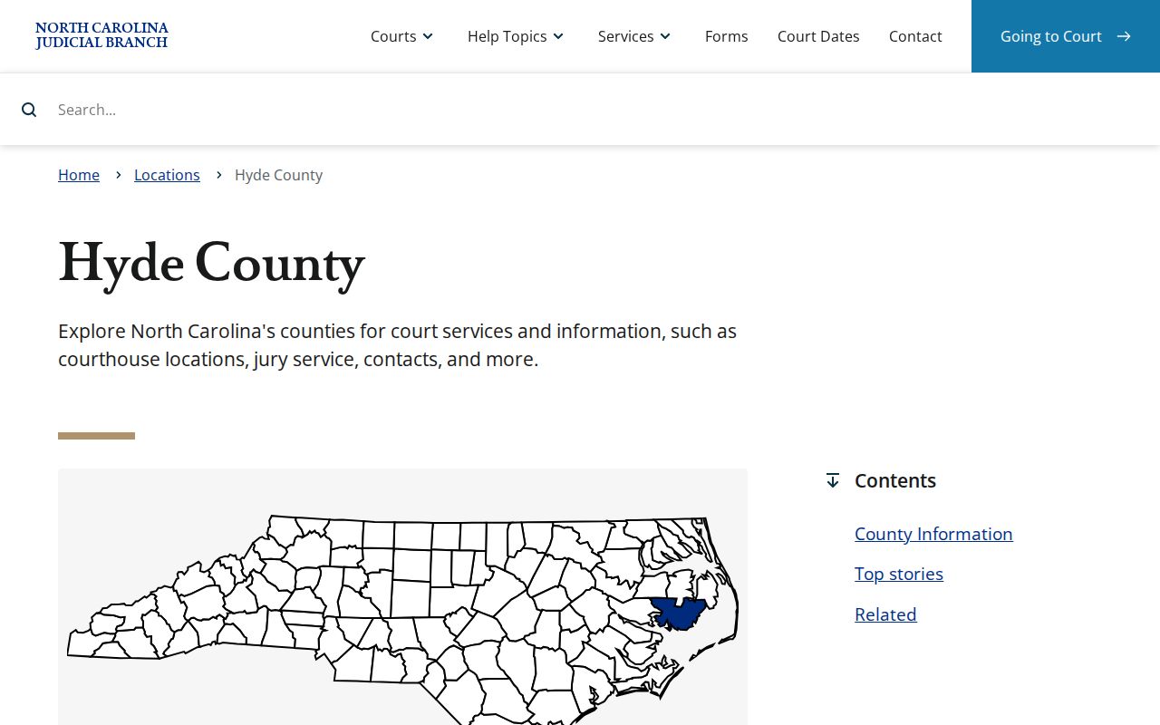 Hyde County court docket official court services page